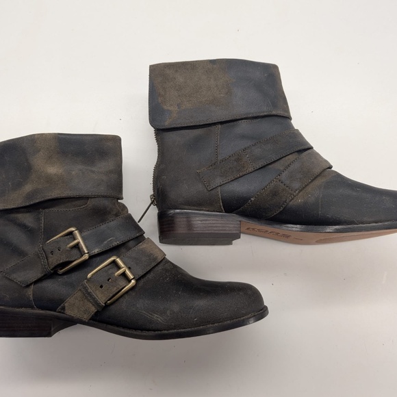 Kors Michael Kors Brown Leather Buckle Boots Booties size 10 - Picture 2 of 8